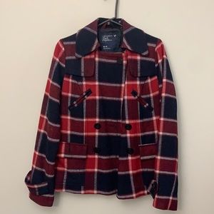 American eagle plaid pea coat